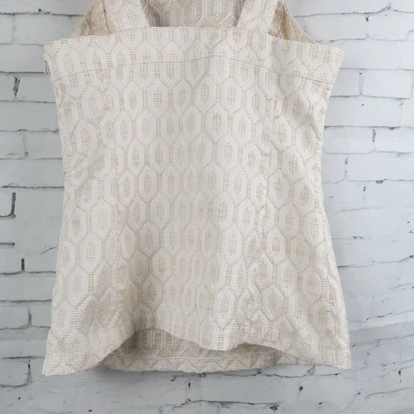 BANANA REPUBLIC TAN & WHITE DESIGN SLEEVELESS HIGH NECK TOP SIZE 6 - Picture 8 of 8